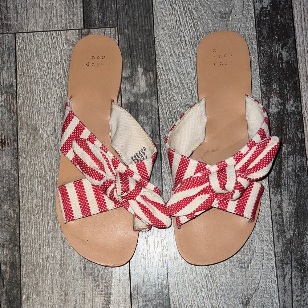 A New Day Red and White Striped Sandals
